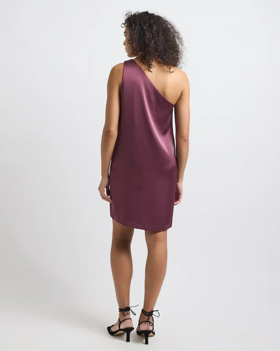 One-Shoulder Satin Mini Cocktail Dress