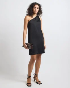 One-Shoulder Satin Mini Cocktail Dress