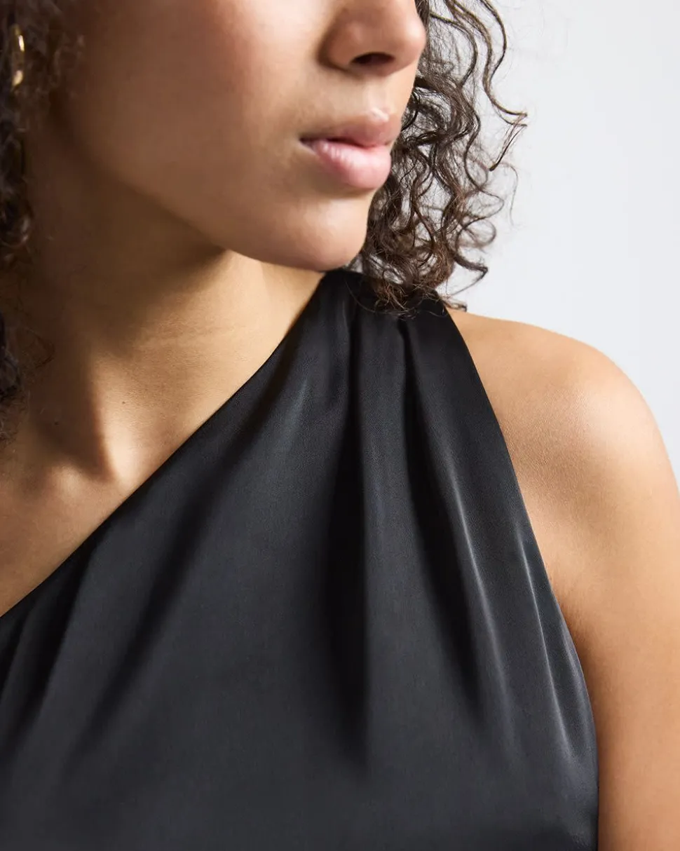 One-Shoulder Satin Mini Cocktail Dress