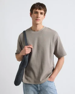 Oversized Short-Sleeve Crew-Neck Ribbed Tee