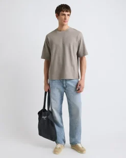 Oversized Short-Sleeve Crew-Neck Ribbed Tee