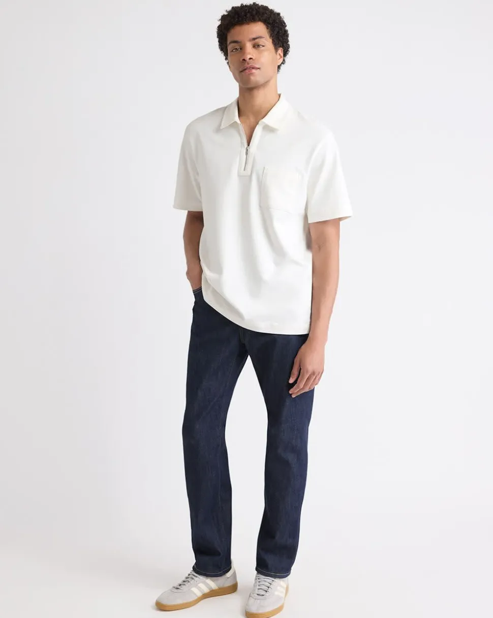 Oversized Short-Sleeve Half-Zip Polo