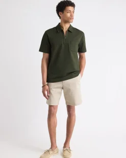 Oversized Short-Sleeve Half-Zip Polo