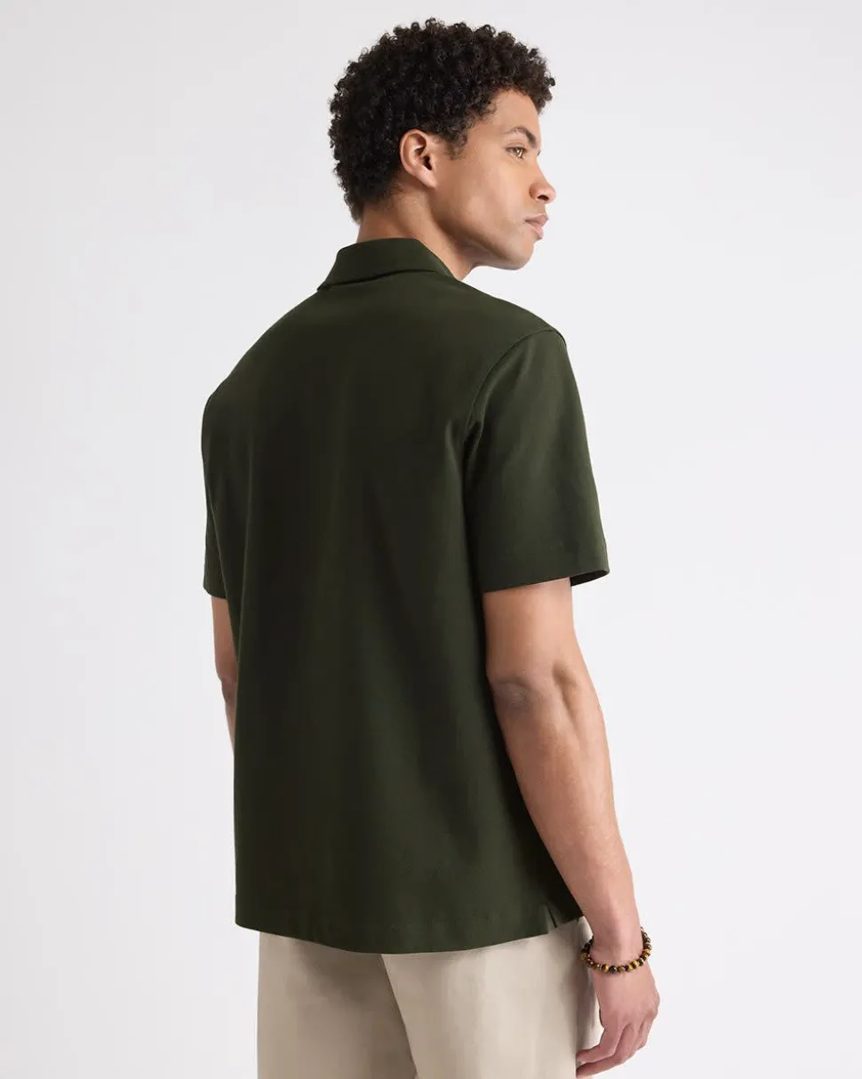 Oversized Short-Sleeve Half-Zip Polo