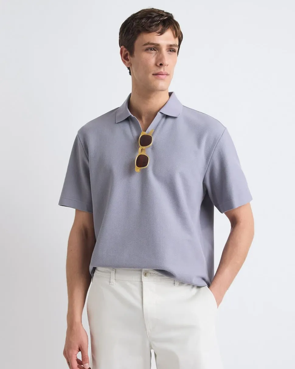 Oversized Short-Sleeve Textured Polo