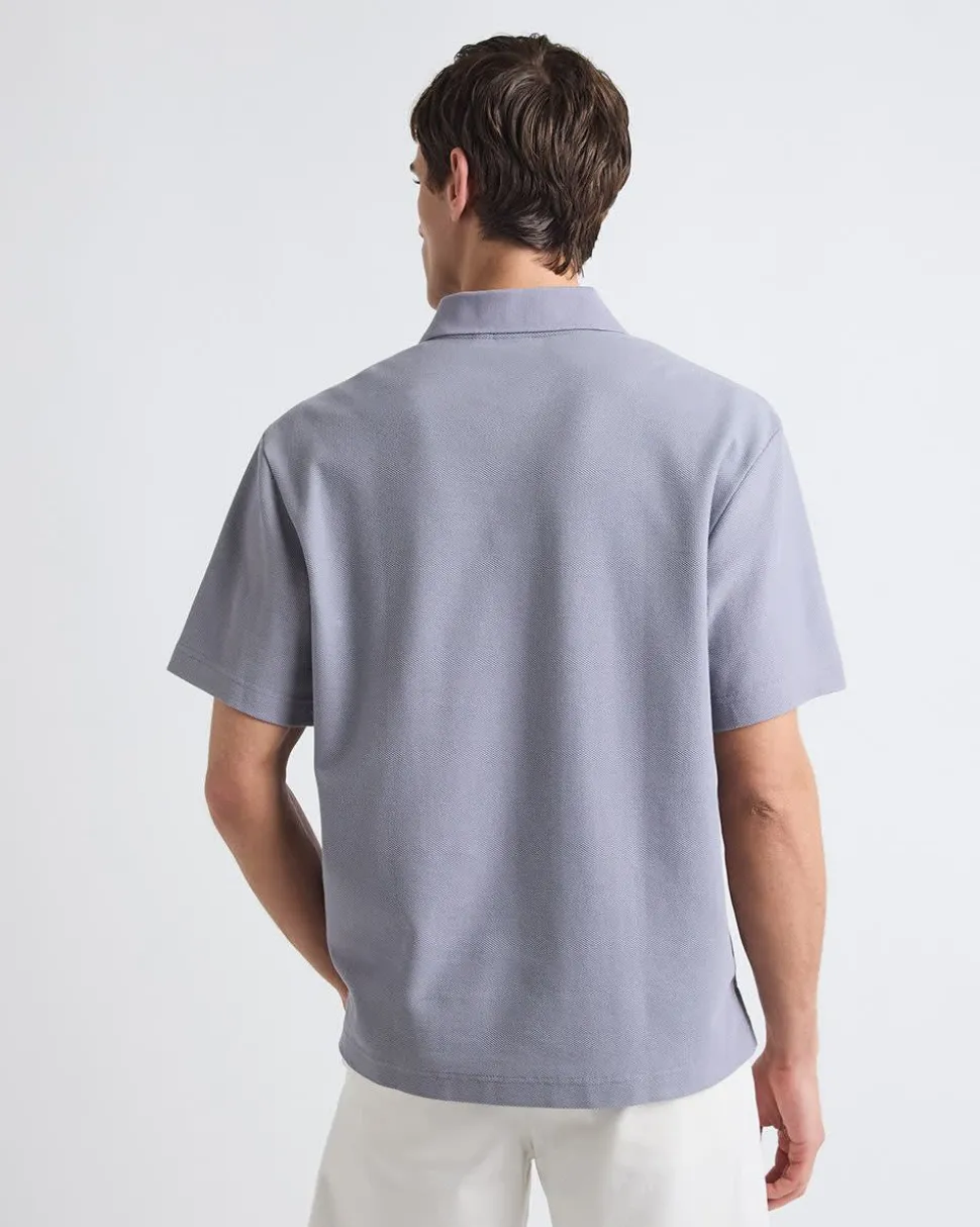Oversized Short-Sleeve Textured Polo