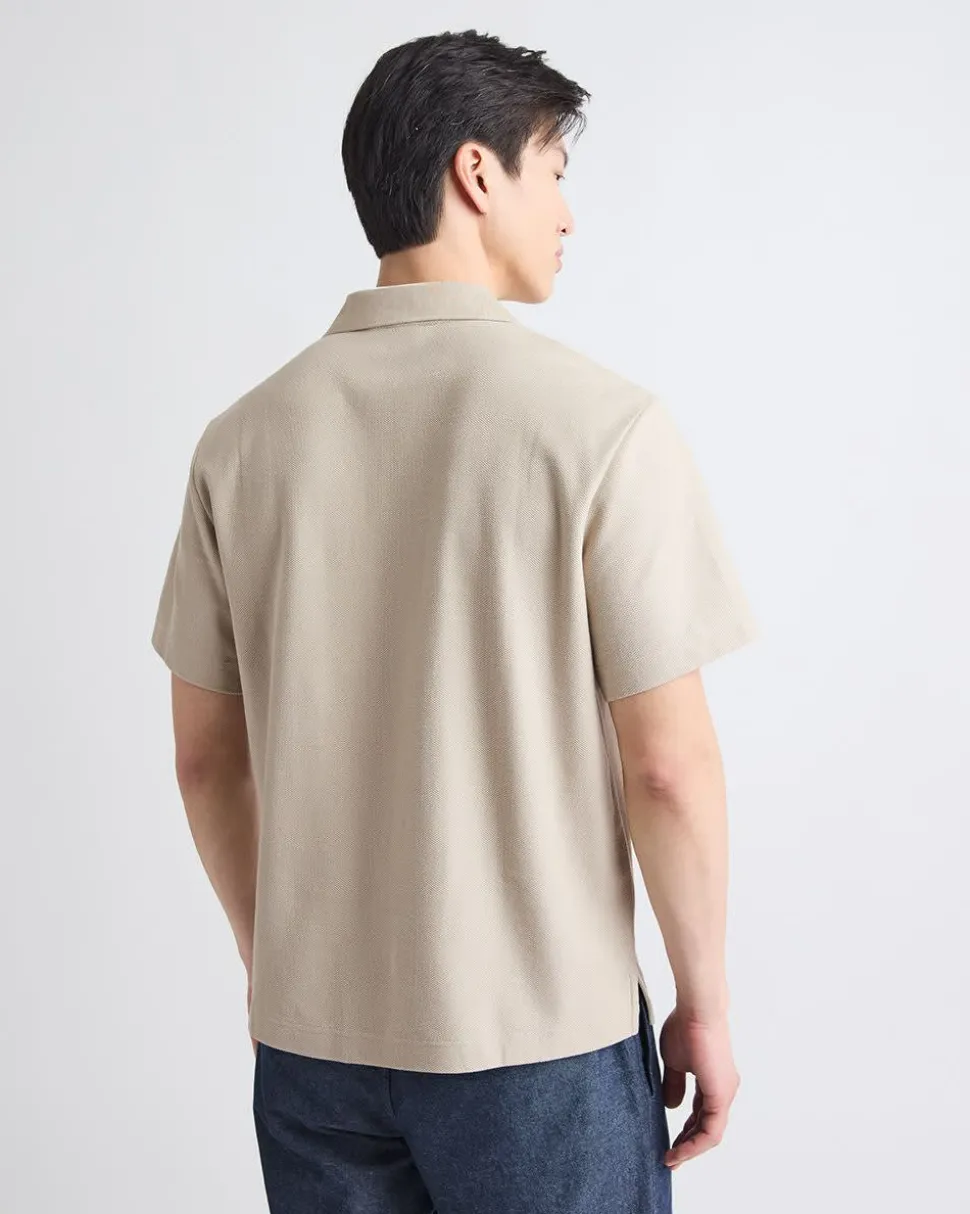 Oversized Short-Sleeve Textured Polo