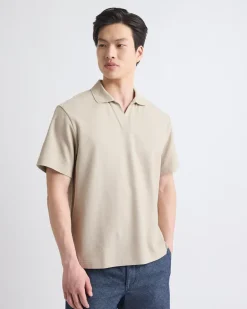 Oversized Short-Sleeve Textured Polo