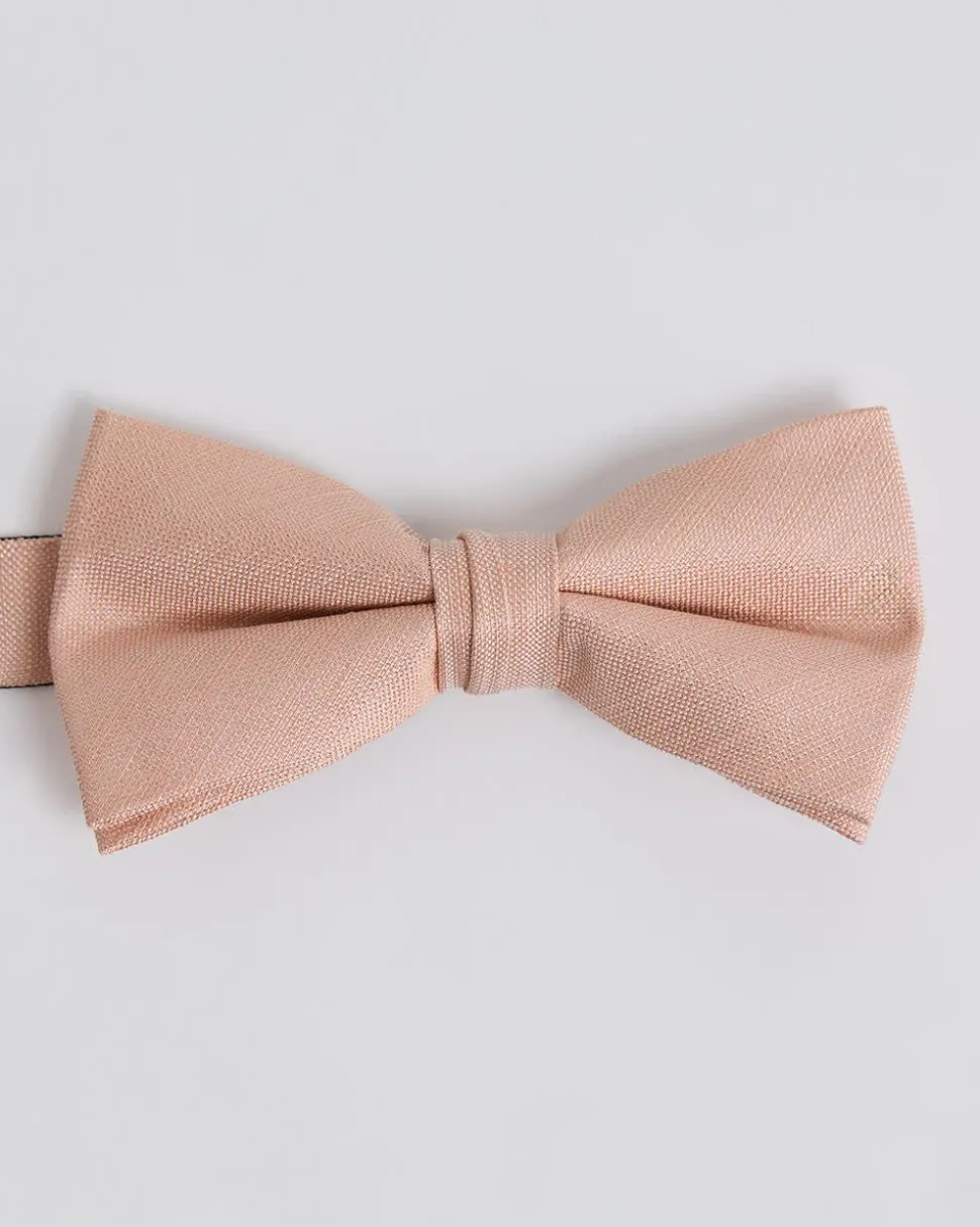 Peach Linen-Blend Bow Tie