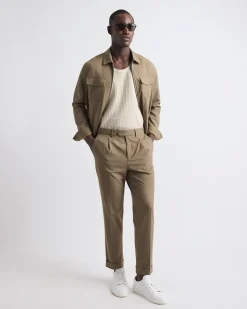 Pleated Tapered-Leg City Pant