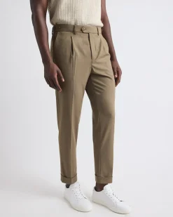 Pleated Tapered-Leg City Pant