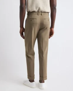 Pleated Tapered-Leg City Pant