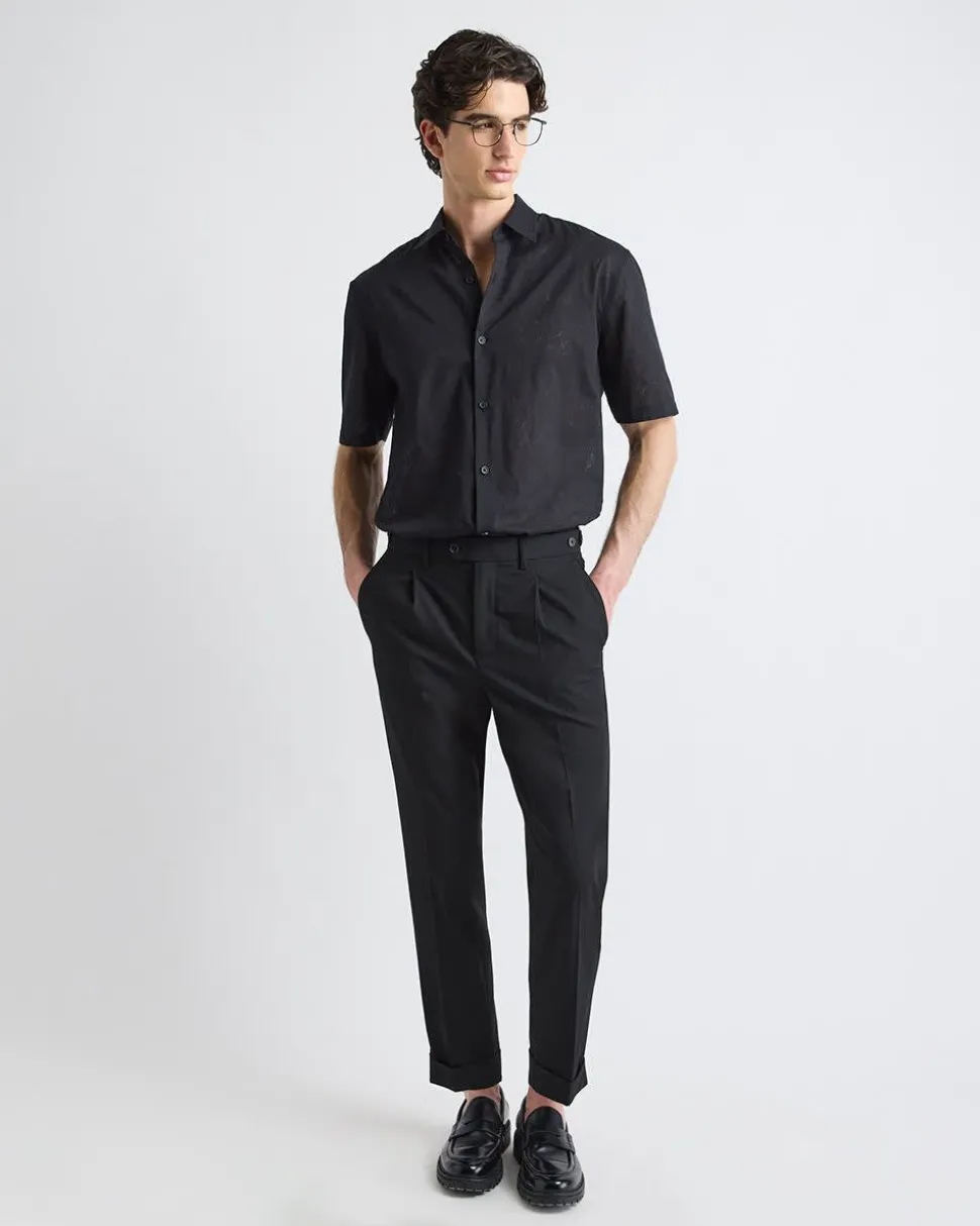Pleated Tapered-Leg City Pant