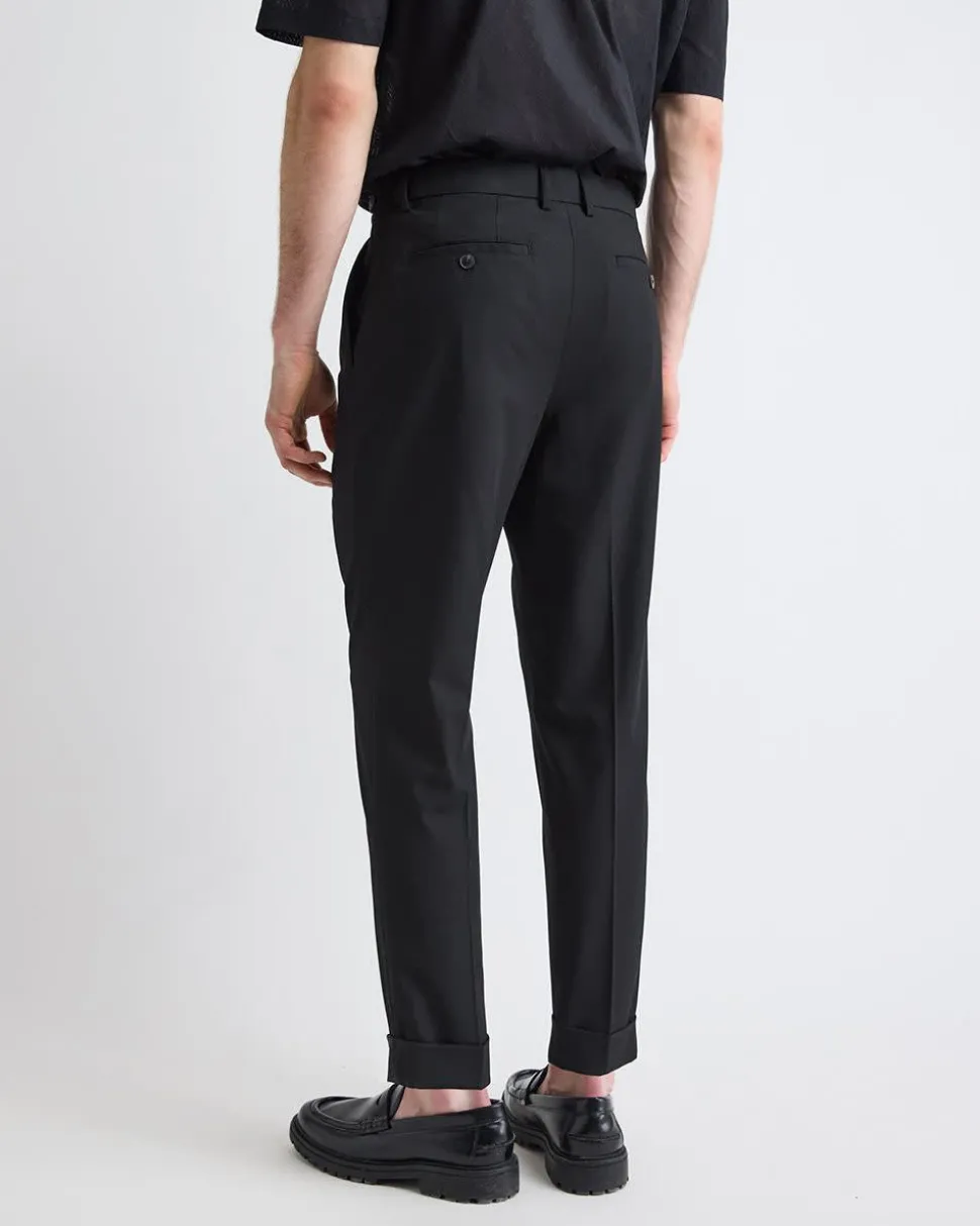 Pleated Tapered-Leg City Pant