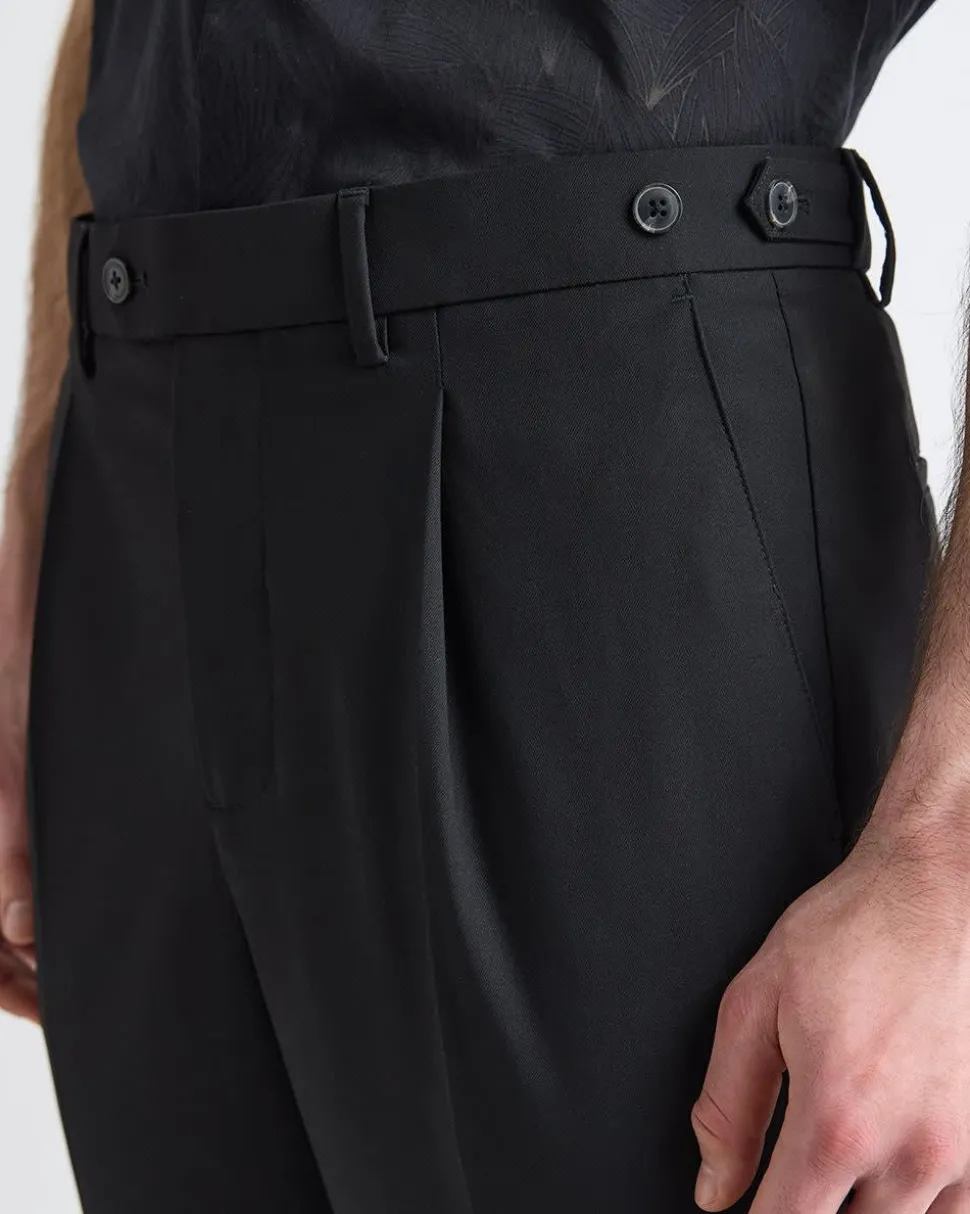 Pleated Tapered-Leg City Pant