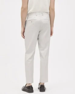 Pleated Tapered-Leg Light Grey Suit Pant