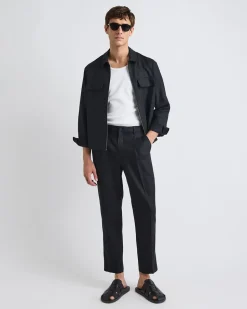 Pleated Tapered-Leg Linen Pant