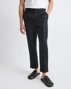 Pleated Tapered-Leg Linen Pant
