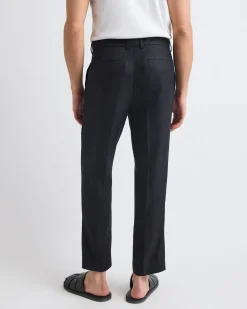 Pleated Tapered-Leg Linen Pant