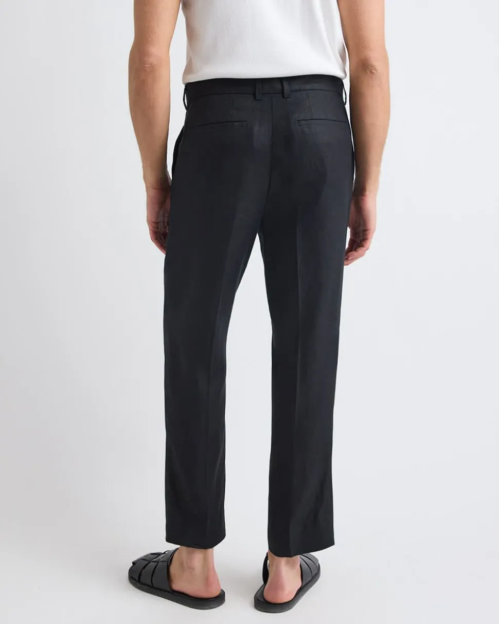 Pleated Tapered-Leg Linen Pant