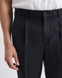 Pleated Tapered-Leg Linen Pant