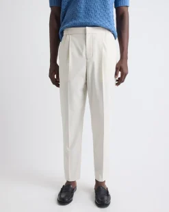 Pleated Tapered-Leg Pant with Elastic Waistband