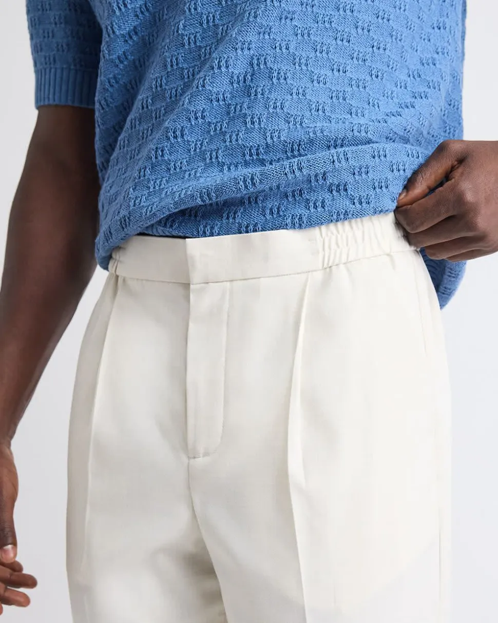Pleated Tapered-Leg Pant with Elastic Waistband
