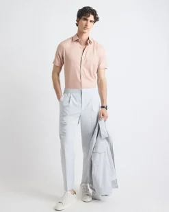 Pleated Tapered-Leg Pant with Elastic Waistband