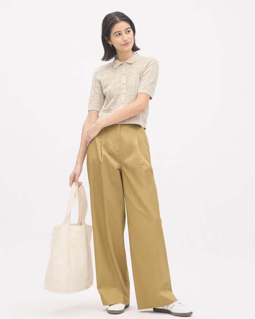 Poplin High-Rise Wide-Leg Pant