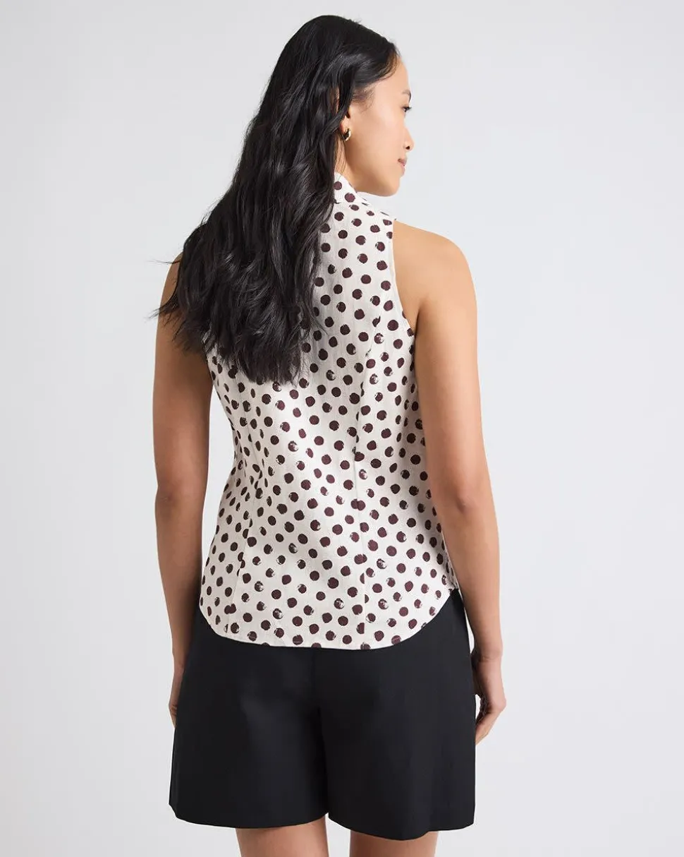 Princess-Cut Sleeveless Buttoned-Down Blouse