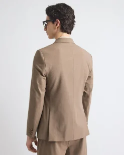 Relaxed-Fit Double-Breasted Rose Taupe Suit Blazer