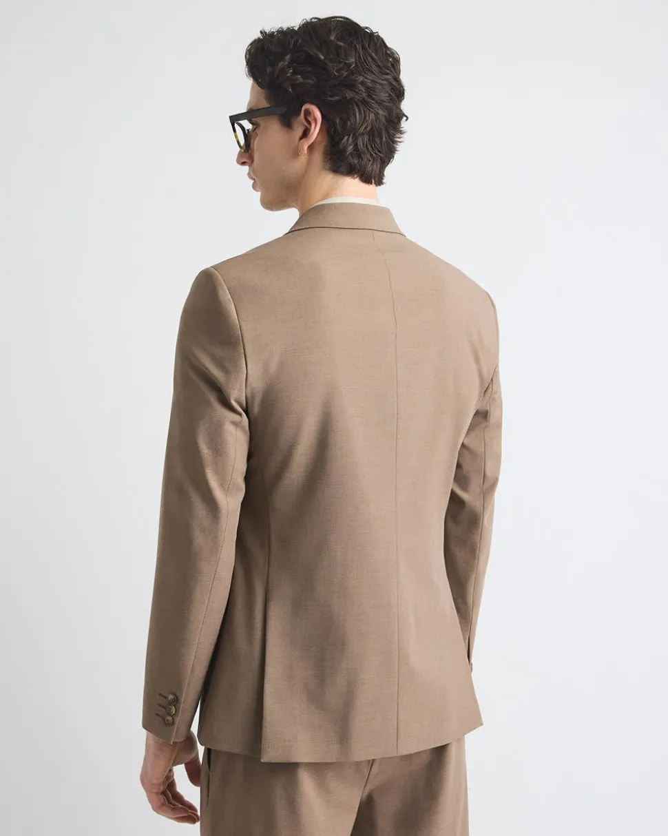 Relaxed-Fit Double-Breasted Rose Taupe Suit Blazer