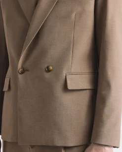 Relaxed-Fit Double-Breasted Rose Taupe Suit Blazer