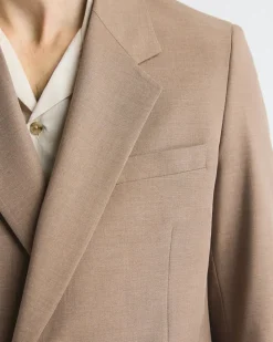 Relaxed-Fit Double-Breasted Rose Taupe Suit Blazer