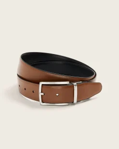 Reversible Black and Tan Saffiano Leather Belt