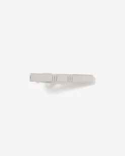 Ribbed Silver Tie Bar