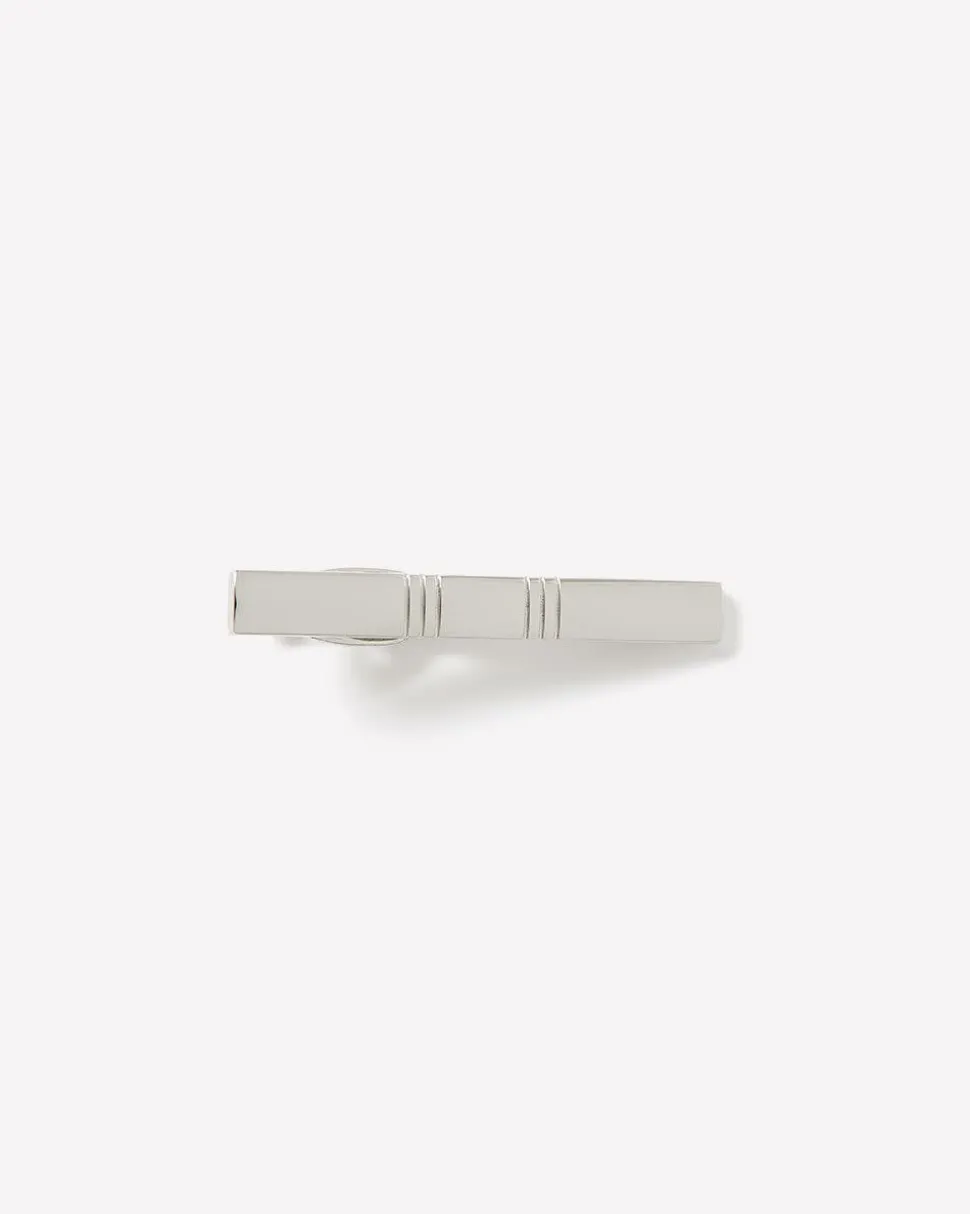 Ribbed Silver Tie Bar