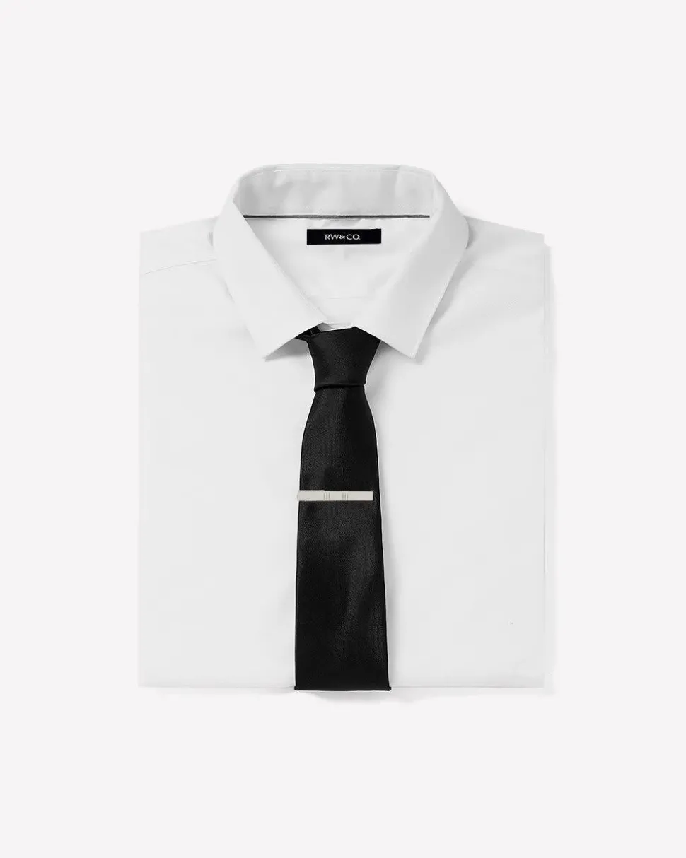 Ribbed Silver Tie Bar