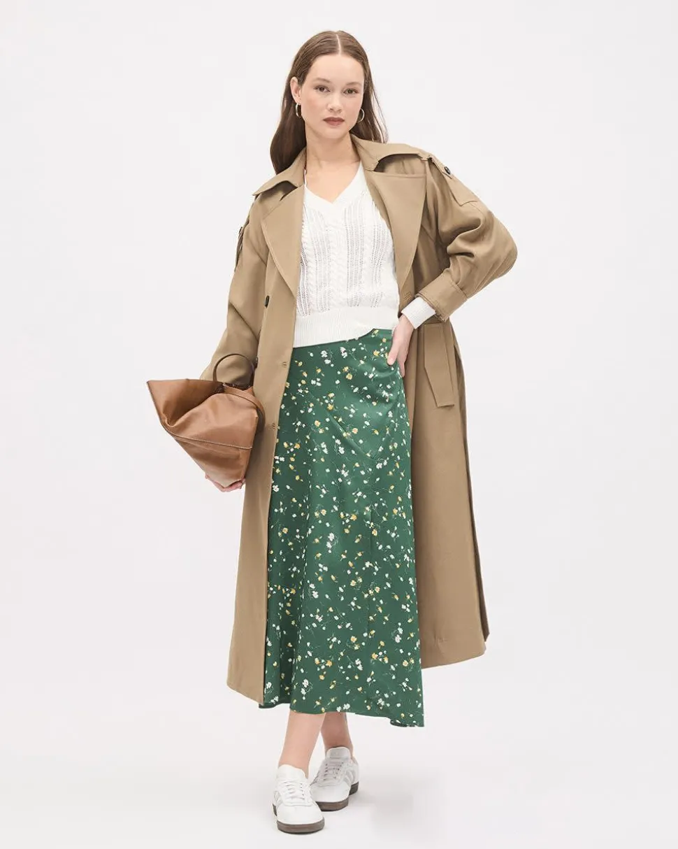 Satin High-Rise Flare Maxi Skirt
