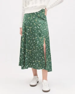 Satin High-Rise Flare Maxi Skirt