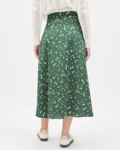 Satin High-Rise Flare Maxi Skirt