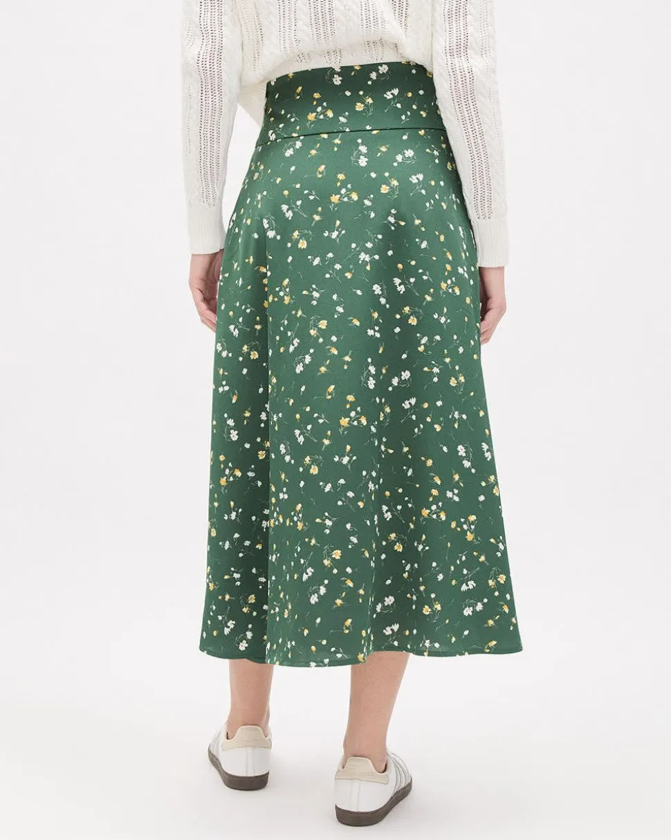 Satin High-Rise Flare Maxi Skirt