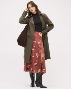 Satin High-Rise Flare Maxi Skirt