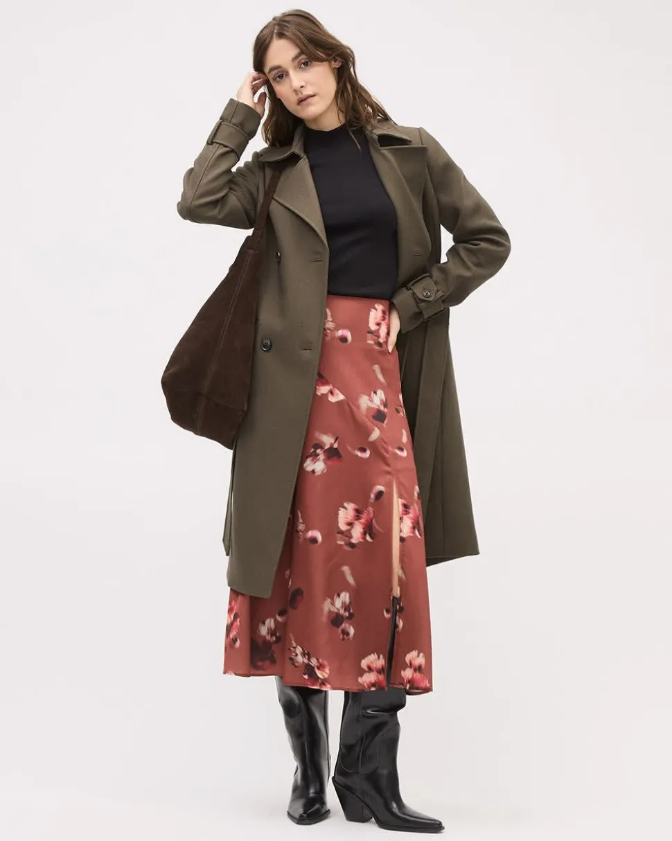 Satin High-Rise Flare Maxi Skirt