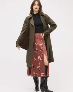 Satin High-Rise Flare Maxi Skirt
