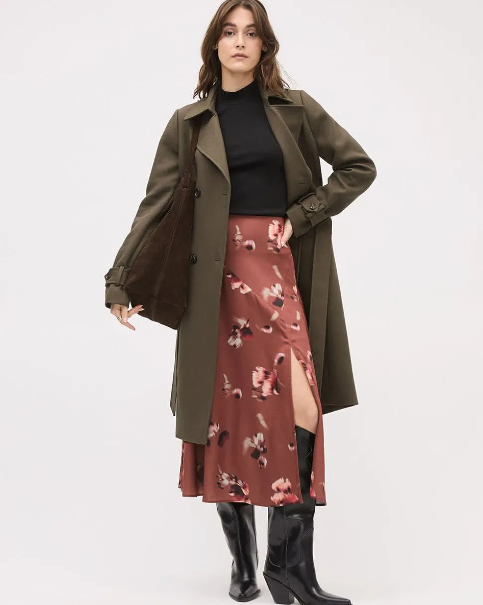 Satin High-Rise Flare Maxi Skirt