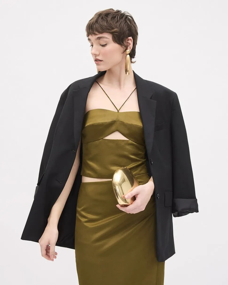 Satin Sleeveless Cocktail Blouse with Sweetheart Neckline
