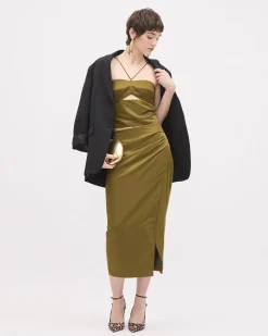 Satin Sleeveless Cocktail Blouse with Sweetheart Neckline