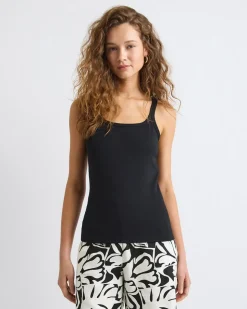 Scoop-Neck Ribbed Cami with Spaghetti Straps