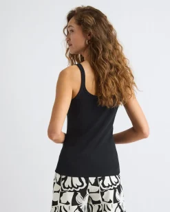 Scoop-Neck Ribbed Cami with Spaghetti Straps